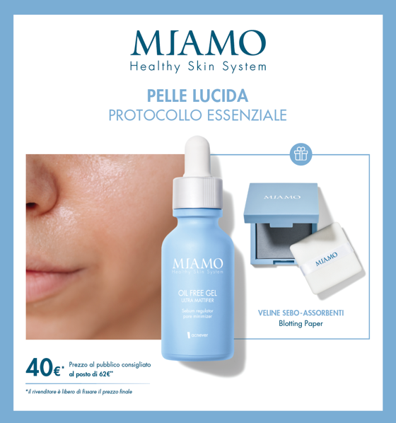 Miamo Cofanetto Protocollo Pelle lucida Oil Free Gel 30 ml + Blotting Baper
